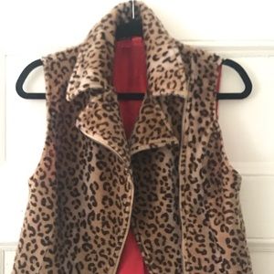 Forever 21 Faux Leopard Biker Vest